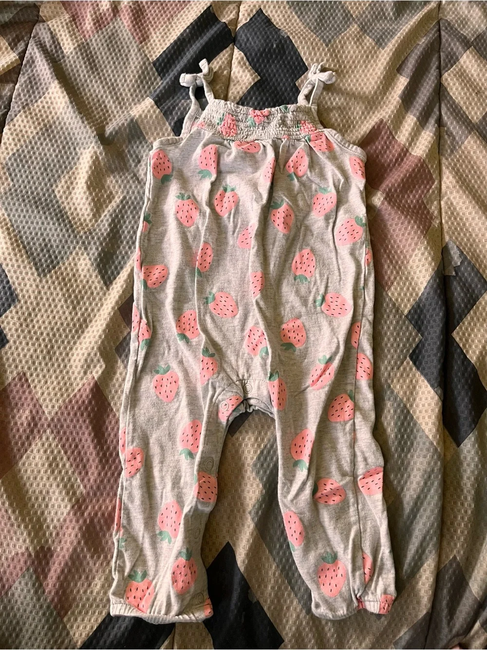 Carter's Gray Romper with Pink Strawberry Print